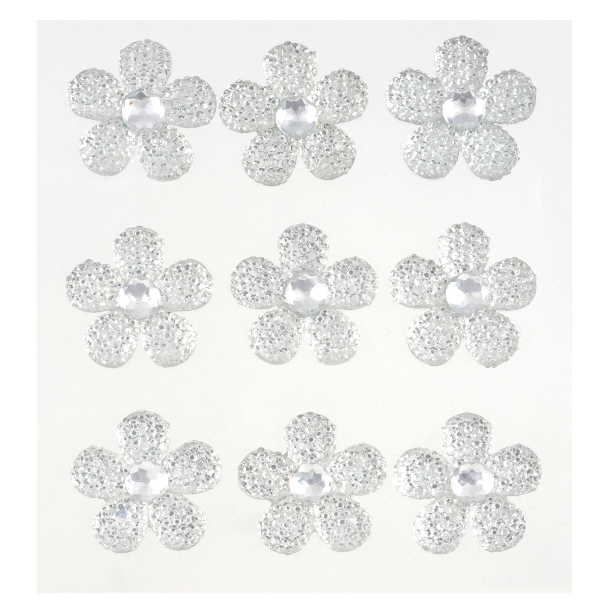 12 Packs: 9 ct. (108 total) Clear Sugar Stone Flower Stickers by Recollections™